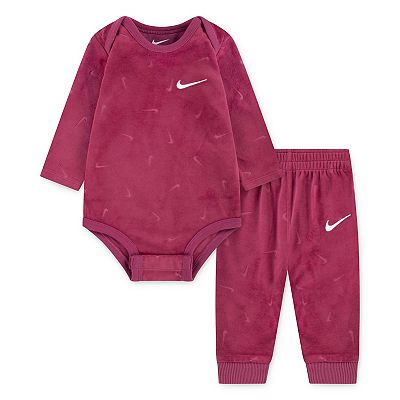 Newborn Baby Nike Velour Long Sleeve Bodysuit and Sweatpants