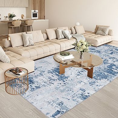 Glowsol Machine Washable Modern Abstract Rug Indoor Contemporary Floor Cover For Home Decor