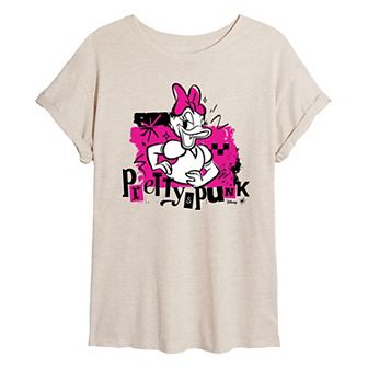 Disney's Daisy Duck Juniors' Pretty & Punk Oversized Tee