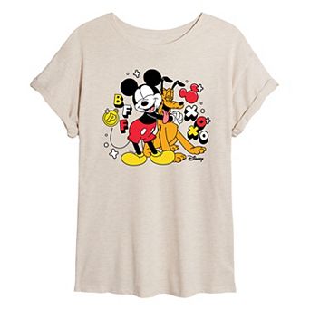 Disney's Mickey Mouse & Pluto Juniors' BFF Oversized Tee