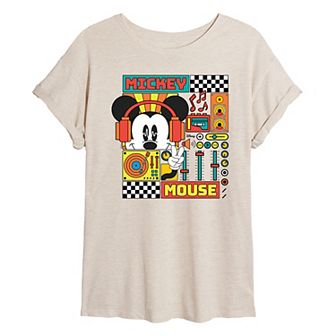 Disney's Mickey Mouse Juniors' Rhythm Waves Oversized Tee