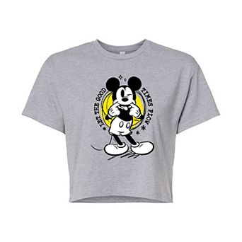 Disney's Mickey Mouse Juniors' Good Times Cropped Tee