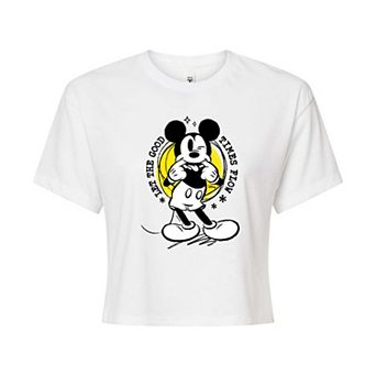 Disney's Mickey Mouse Juniors' Good Times Cropped Tee