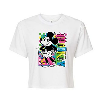 Disney's Mickey Mouse Juniors' Punk Cropped Tee