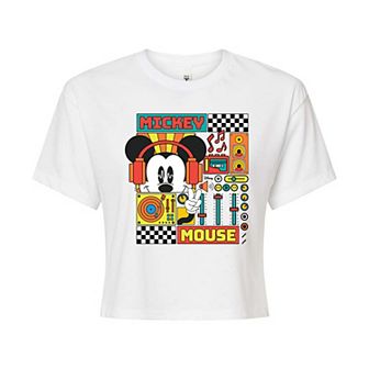 Disney's Mickey Mouse Juniors' Rhythm Waves Cropped Tee