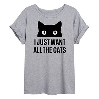 Juniors' Just Want All The Cats Oversized Tee