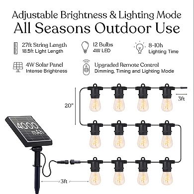 Brightech Ambience Pro 27 Ft Outdoor Solar Led String Lights With Spiral Bulbs