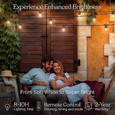 Brightech Ambience Pro 27 Ft Outdoor Solar Led String Lights With Spiral Bulbs