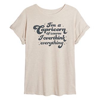 Juniors' Capricorn Overthink Everything Oversized Tee