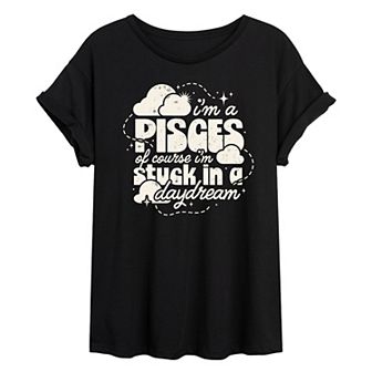 Juniors' Pisces Daydream Oversized Tee