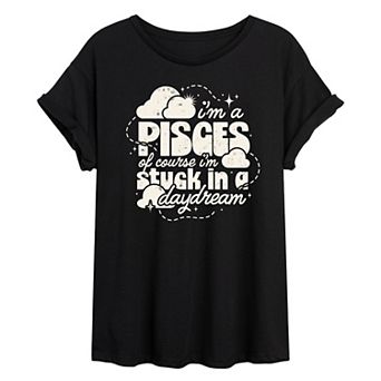 Juniors' Pisces Daydream Oversized Tee