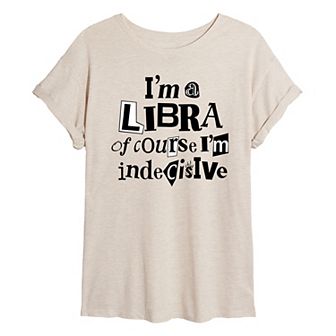 Juniors' Libra Indecisive Oversized Tee