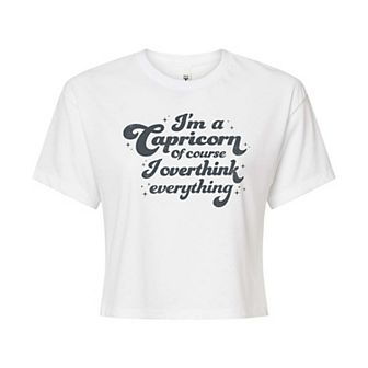 Juniors' Capricorn Overthink Everything Cropped Tee