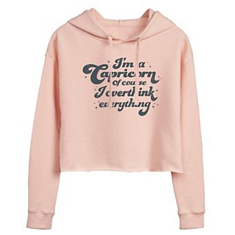 Juniors' Capricorn Overthink Everything Cropped Hoodie
