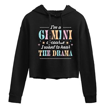 Juniors' Gemini The Drama Cropped Hoodie
