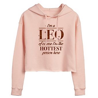 Juniors' Leo Hottest Here Cropped Hoodie