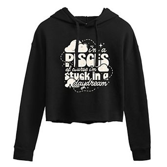 Juniors' Pisces Stuck in Daydream Cropped Hoodie