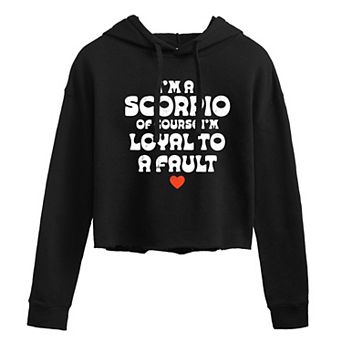 Juniors' Scorpio Loyal To A Fault Cropped Hoodie
