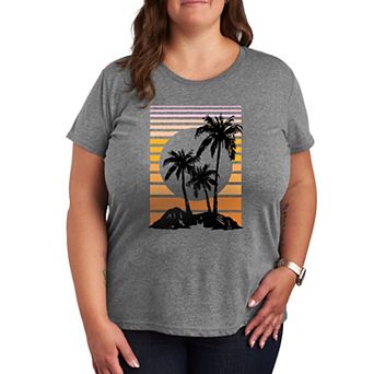 Plus Sunset Palm Trees Graphic Tee