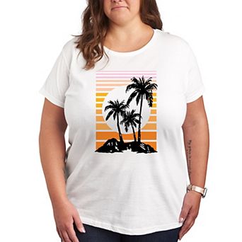 Plus Sunset Palm Trees Graphic Tee