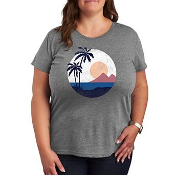 Plus Geometric Beach Scene Graphic Tee