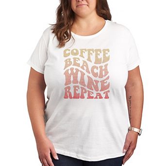Plus Coffee Beach Wine Repeat Graphic Tee