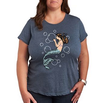 Plus Mermaid Holding Bubbles Graphic Tee