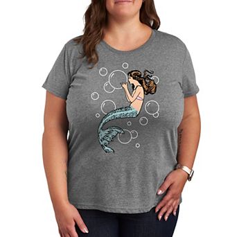 Plus Mermaid Holding Bubbles Graphic Tee