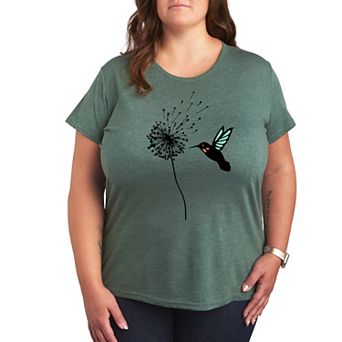 Plus Hummingbird And Dandelion Graphic Tee