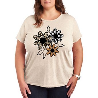 Plus Patterned Flowers Graphic Tee