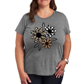 Plus Patterned Flowers Graphic Tee