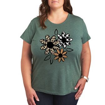 Plus Patterned Flowers Graphic Tee