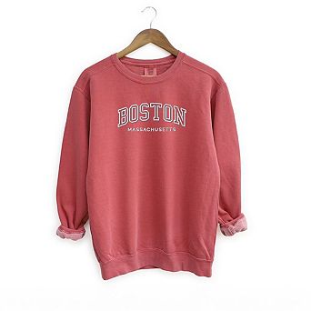 Embroidered Boston Massachusetts Garment Dyed Sweatshirt