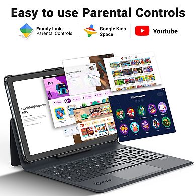 Contixo 10" Tablet 128GB w/Keyboard (2024 Model), 2.0GHz Octo-Core Processor, 6GB RAM, 13MP Camera