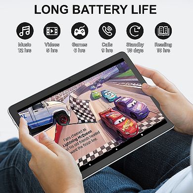 Contixo 10" Tablet 128GB w/Keyboard (2024 Model), 2.0GHz Octo-Core Processor, 6GB RAM, 13MP Camera