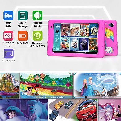 Contixo 8" Kids Tablet 64GB Octa-Core 2.0GHz, 4 GB DDR3 (2024 Model), 80+ Disney Storybooks (K81)