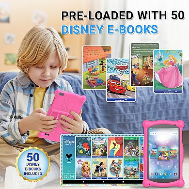 Contixo 7" Android Kids 32GB Tablet (2024 Model), Includes 50+ Disney eBooks, Protective Case