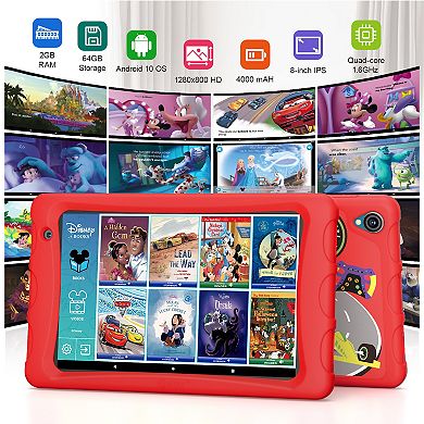 Contixo 8" Android Kids Tablet 64GB (2024 Model), 80+ Disney Storybooks, Kid-Proof (K80)