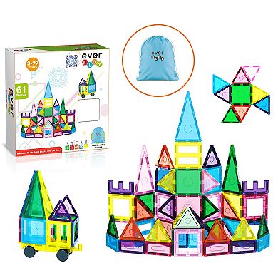 EverPlay 61 PC Magnetic Tiles, Magnetic Building Blocks for Kids, Magnet for Kids 3+