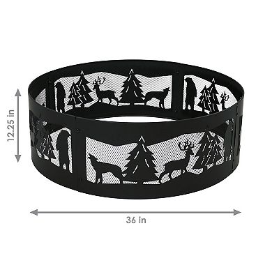 Sunnydaze 36 In Forest Wilderness Steel Fire Pit Ring - Black