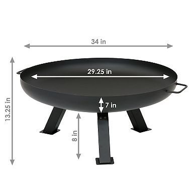 Sunnydaze 29.25 In Rustic Steel Tripod Fire Pit With Protective Cover - Black