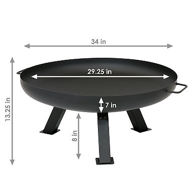 Sunnydaze 29.25 In Rustic Steel Tripod Fire Pit With Cover - Black