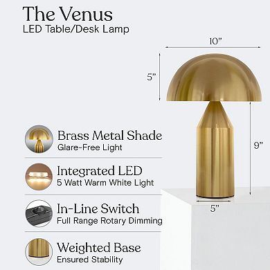Brightech Venus 9.5" Glass Contemporary Led Table Lamp With Dimmer