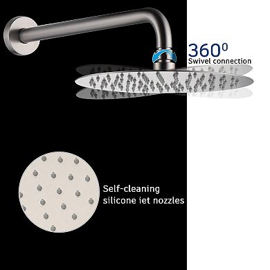 10" Round Luxury Shower System Handheld Spray & Bathtub Spout, Brushed Nickel