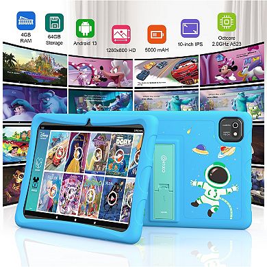 Contixo 10" Android Kids Tablet 64gb Octa-core 2.0ghz, 4 Gb Ddr3 (2024 Model), With 80 Disney Ebooks