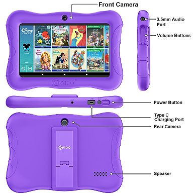 Contixo 7" Android Kids 32GB Tablet (2024 Model), Includes 50+ Disney Storybooks, Protective Case