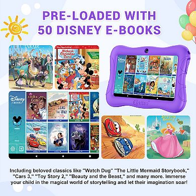 Contixo 7" Android Kids 32GB Tablet (2024 Model), Includes 50+ Disney Storybooks, Protective Case