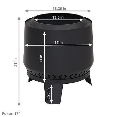 Sunnydaze 20 In Heavy-duty Steel Smokeless Fire Pit - Black