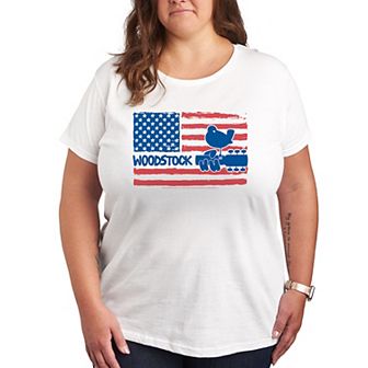 Plus Woodstock American Flag Logo Graphic Tee