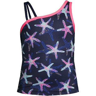 Girls 2-16 Lands' End Chlorine Resistant One Shoulder with Strap Tankini Swim Top
